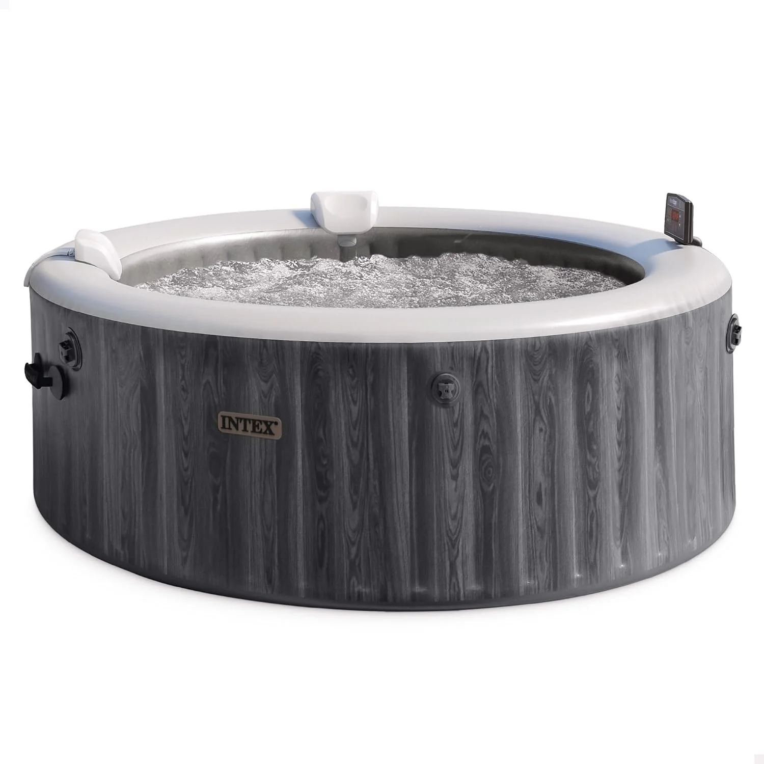 Intex Greywood Deluxe Circular Inflatable SPA, 6 People, Ø216x71, Heater, 170 Air Outlets, Wireless Control Panel App, Filter S2 Cleaner, Salt Chlorinator, Accessories Included (55101)