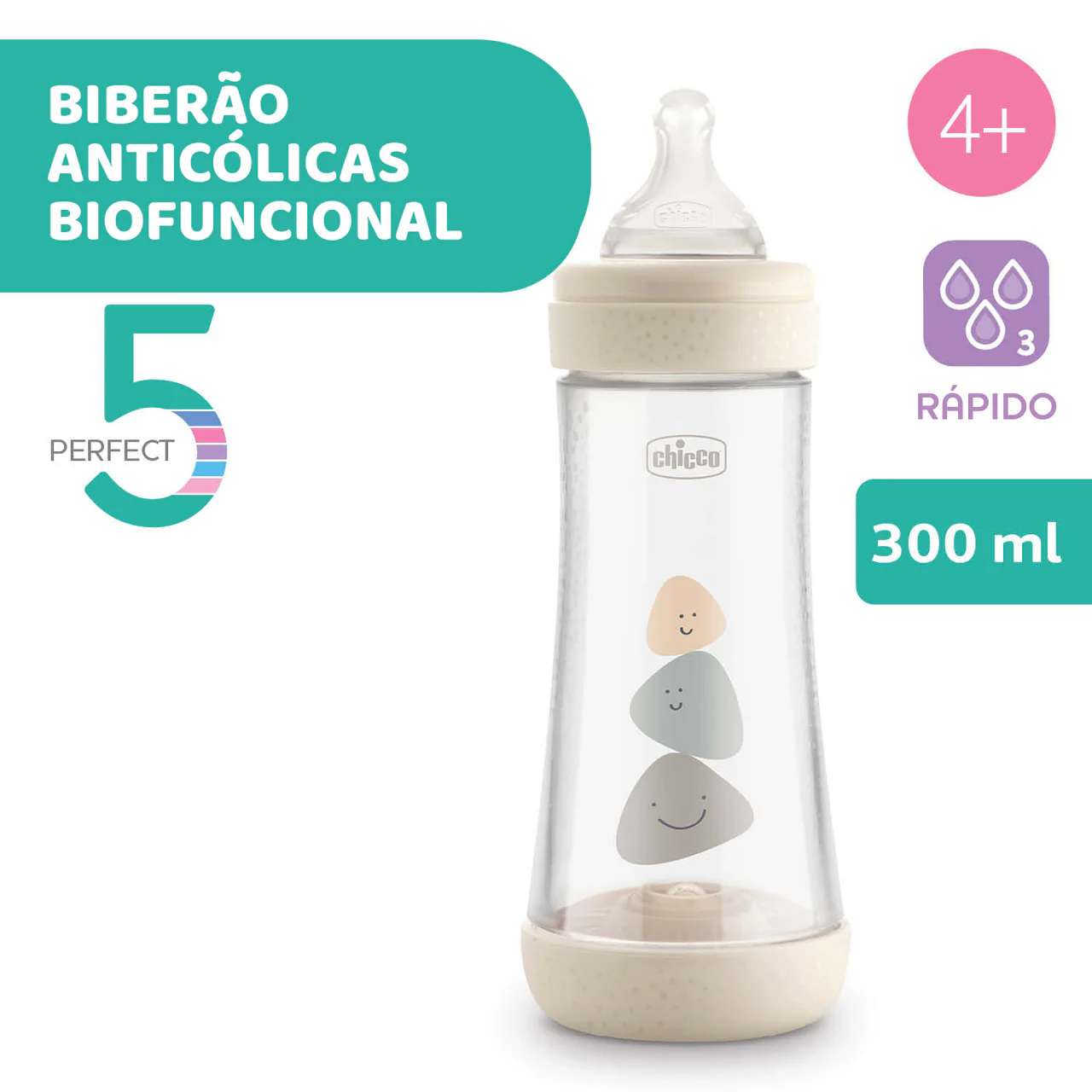 Chicco biberão perfect5 rosa 300 ml