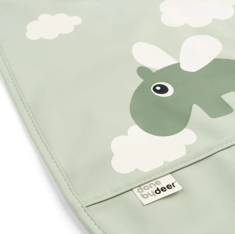 Done By Deer Bib Velcro Happy Clouds Green
