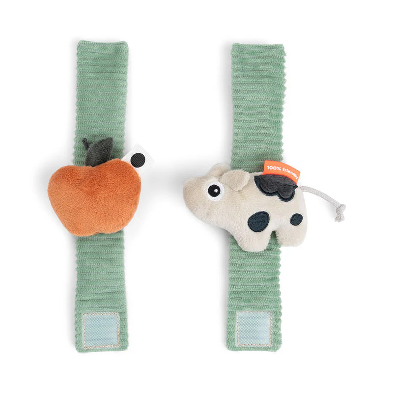 DONE BY DEER WRIST RATTLE SET 2 PACK DOTTI GREEN