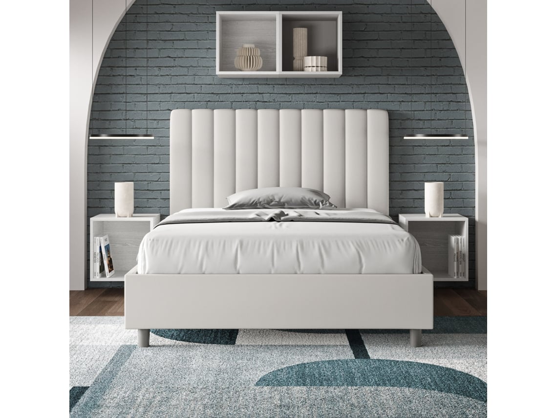 Cama de Casal Sem Estrado Estofada AguedaITYHOME (140 x 210 cm - Painéis de Melamina e Couro Sintético)