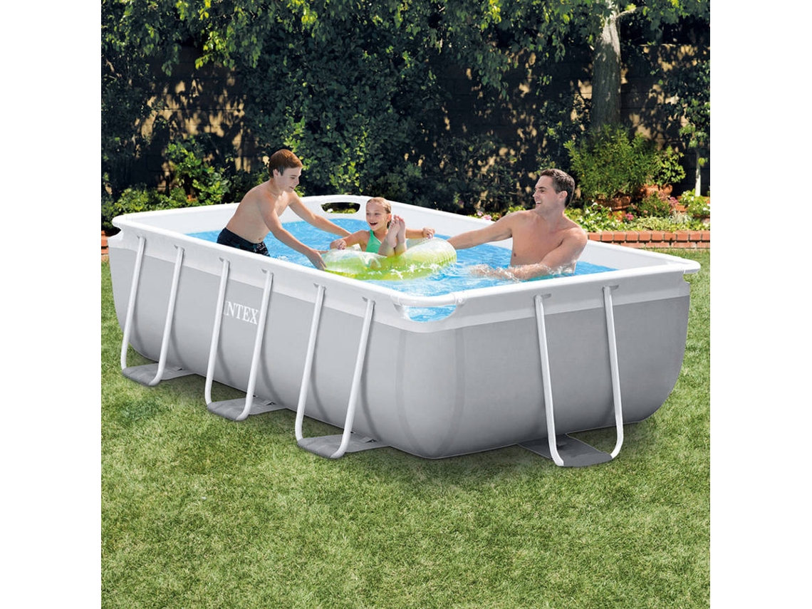 Piscina Tubular INTEX Prisma Frame Retangular com Bomba (3 Pessoas - 300x175x80cm)
