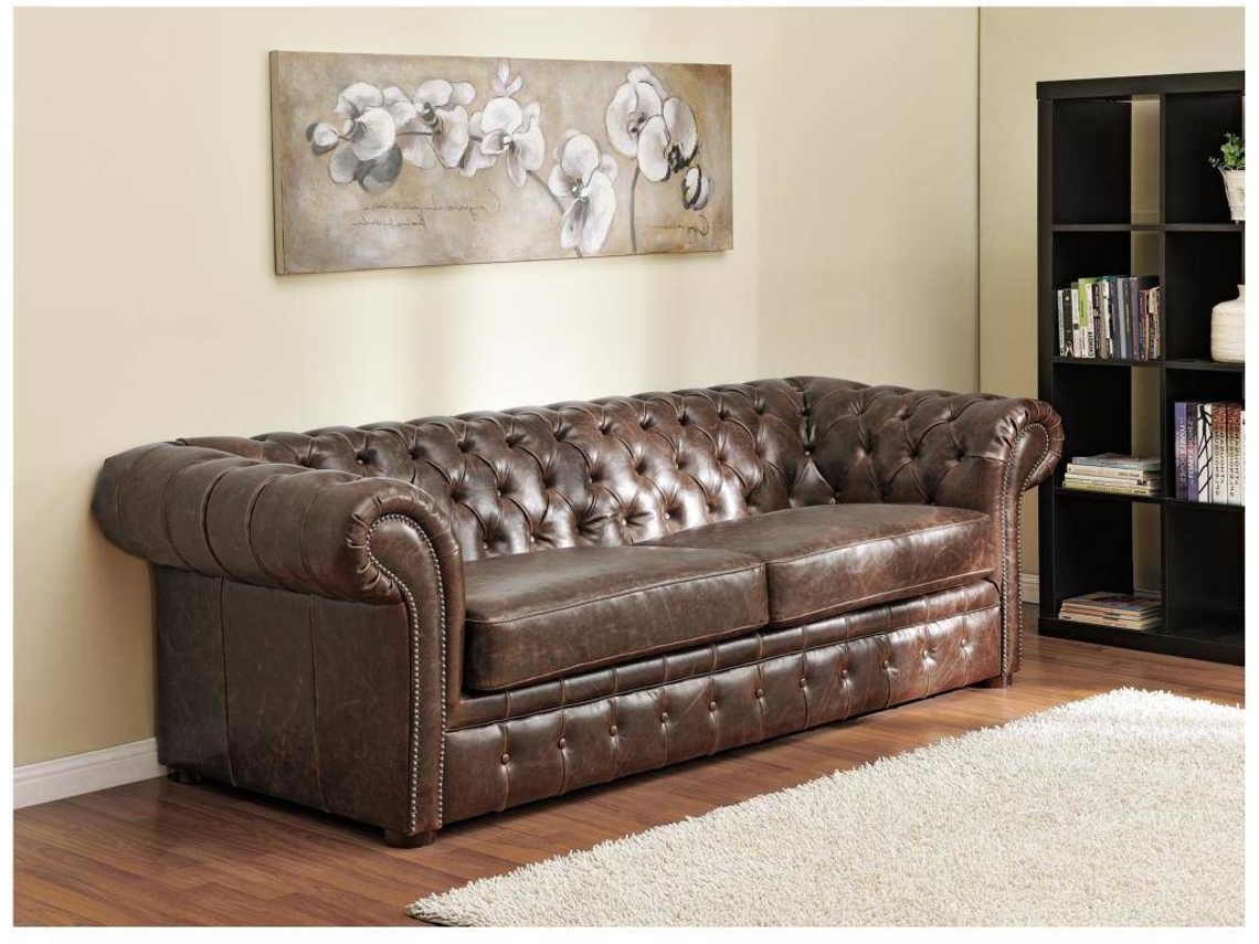 Conjunto Sofá Fixo Clotaire VENTE-UNIQUE (Castanho Chocolate - Pele - 232x90x73 cm)